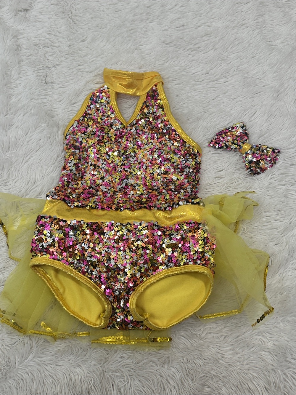 🐛 NWT Awish Come True Sequin Dance Costume With Hair Bow Size 5/6